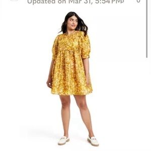 Kika Vargas Mum floral poff sleeve side pockets, midi dress summer size M NWT